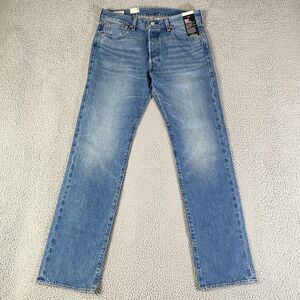 Levis Premium 501 Selvedge Jeans Mens 33x34 Blue Hemp Blend Straight Leg NEW